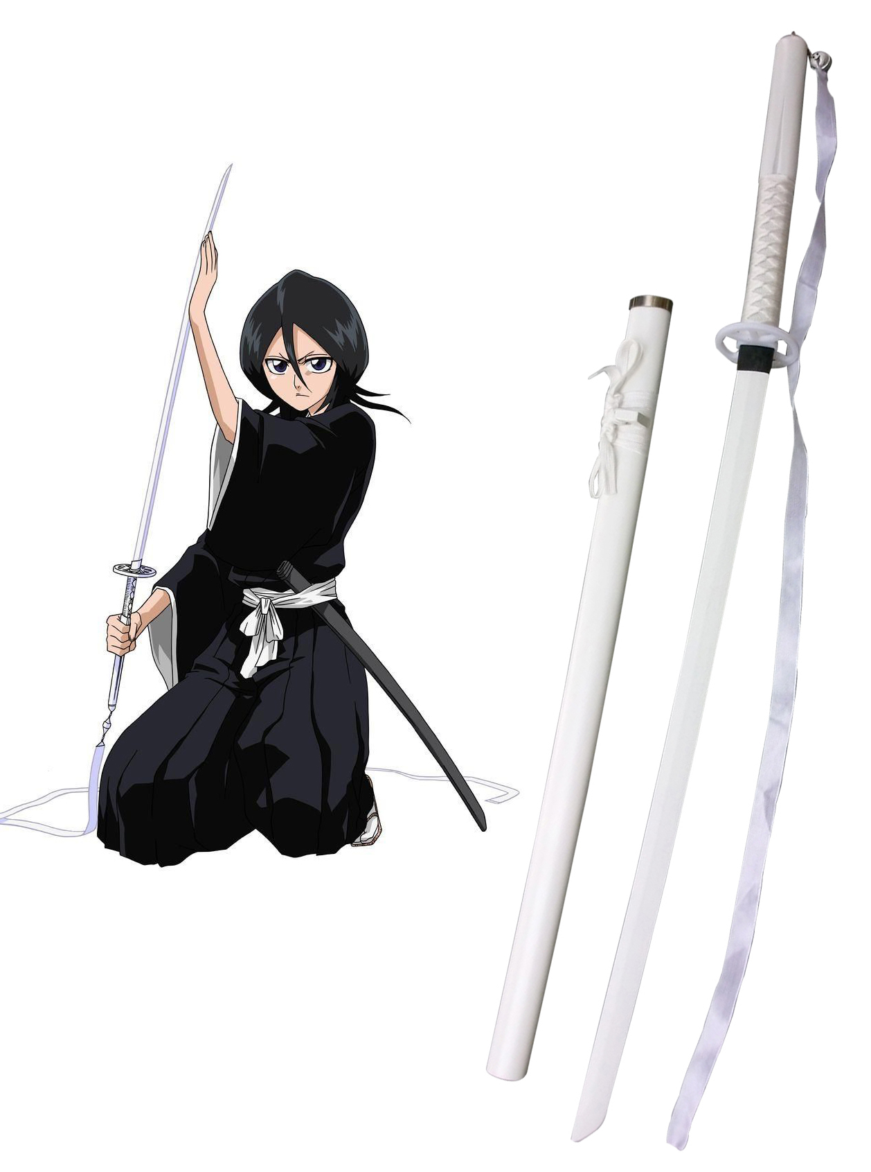 Bleach Kuchiki Rukia Zanpakutou Sode no Shirayuki Cosplay Wooden Weapons